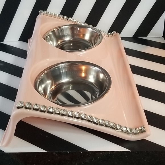 Pink rhinestone pet bowls - Picture 2 of 7
